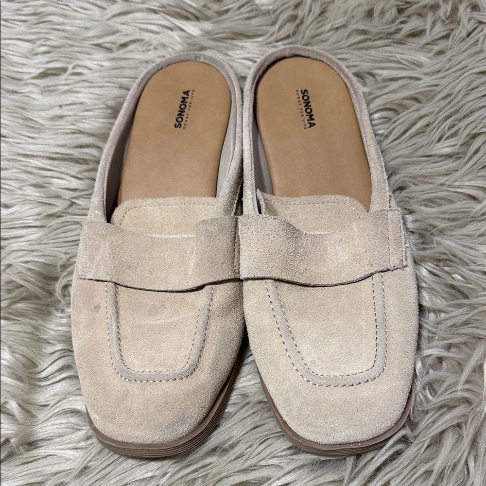Sonoma Sand/Taupe Suede Slip-On Mules for Women